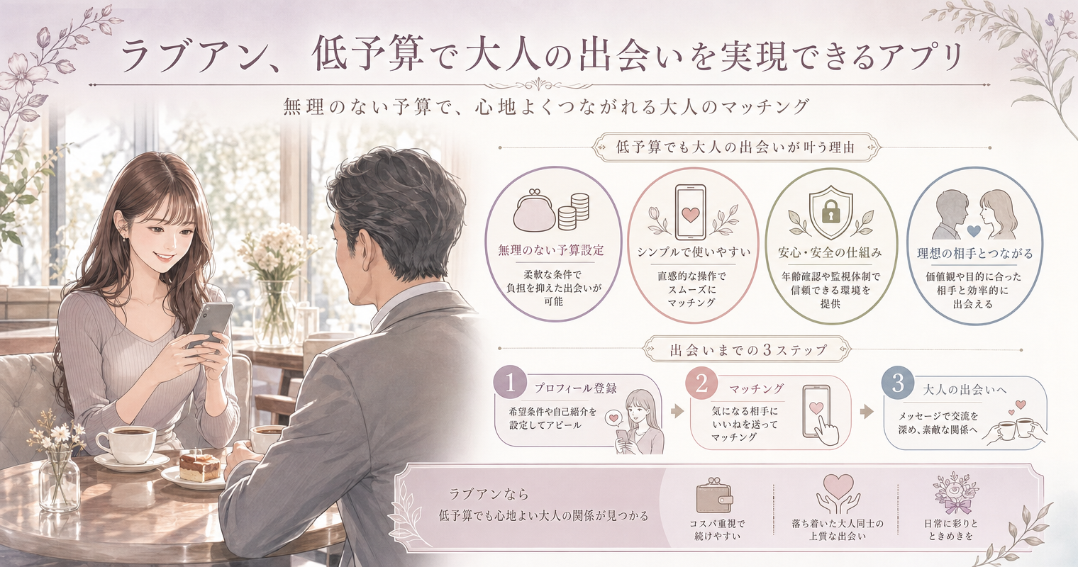 第2位：ラブアン、低予算で大人の出会いを実現できるアプリ