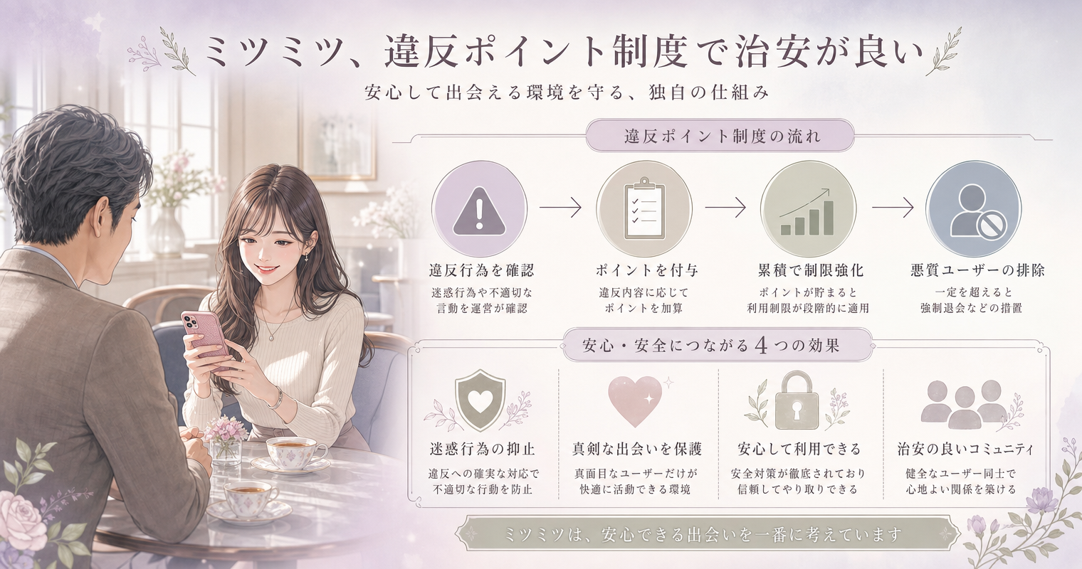 第8位：ミツミツ、違反ポイント制度で治安が良い