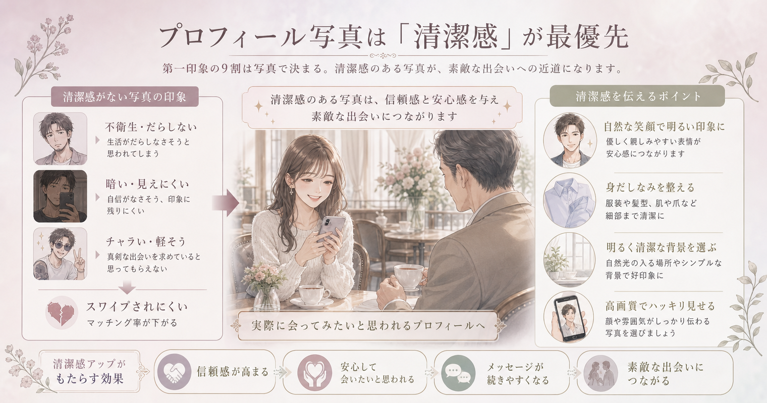 プロフィール写真は「清潔感」が最優先