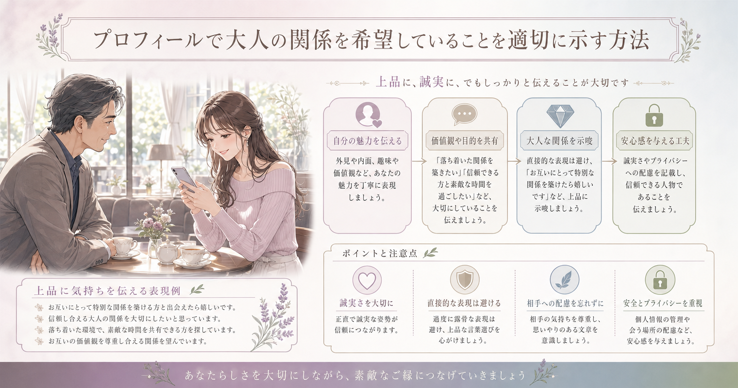 プロフィールで大人の関係を希望していることを適切に示す方法