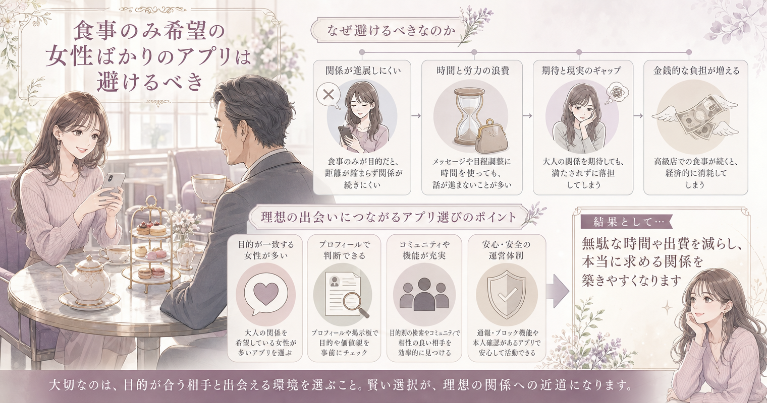食事のみ希望の女性ばかりのアプリは避けるべき